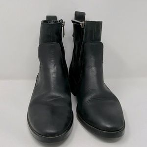 ZARA TRF 38 Black Real Leather Booties Boots 7 7.5